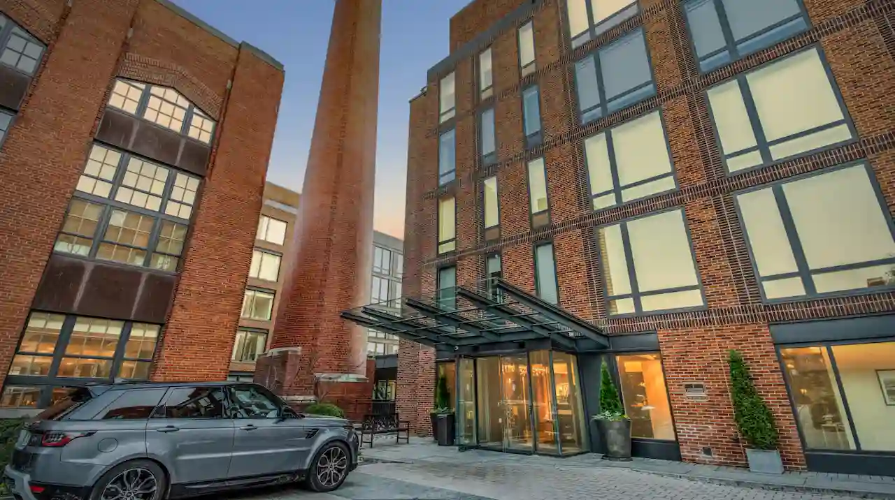 A luxury building in Georgetown, Washington, DC with an old building pipe called Residences at Ritz Carlton